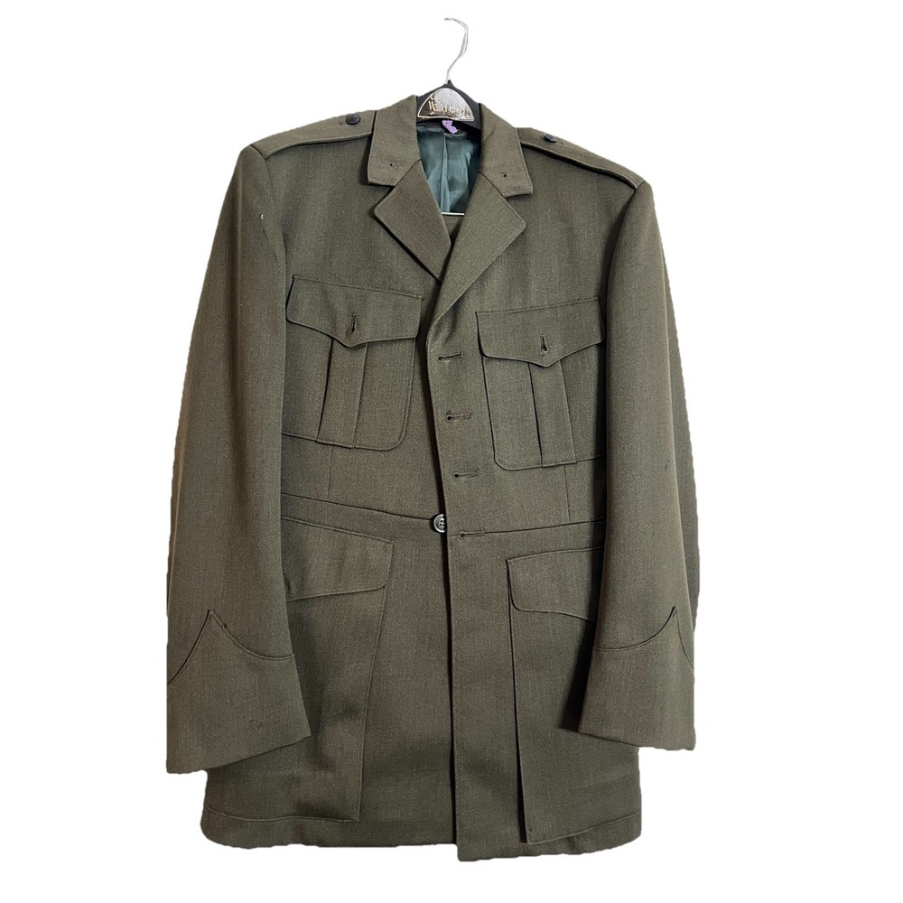 The Marine Shop USMC Alpha Service Coat Uniform Mens 32R Green Pockets Pants 42L